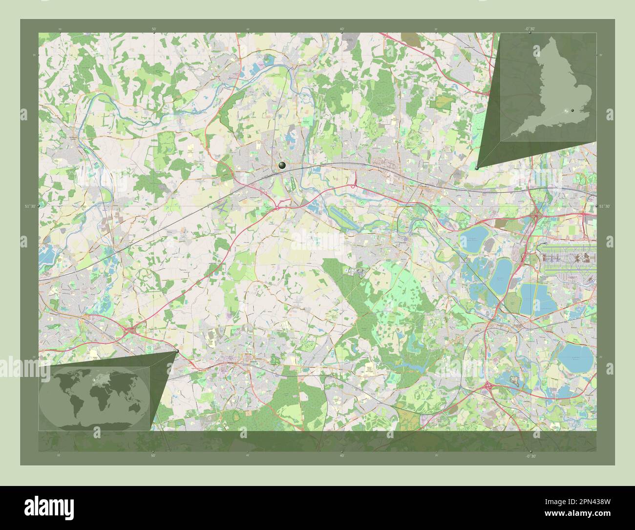 Windsor and Maidenhead, metropolitan district of England - Great Britain. Open Street Map. Corner auxiliary location maps Stock Photo