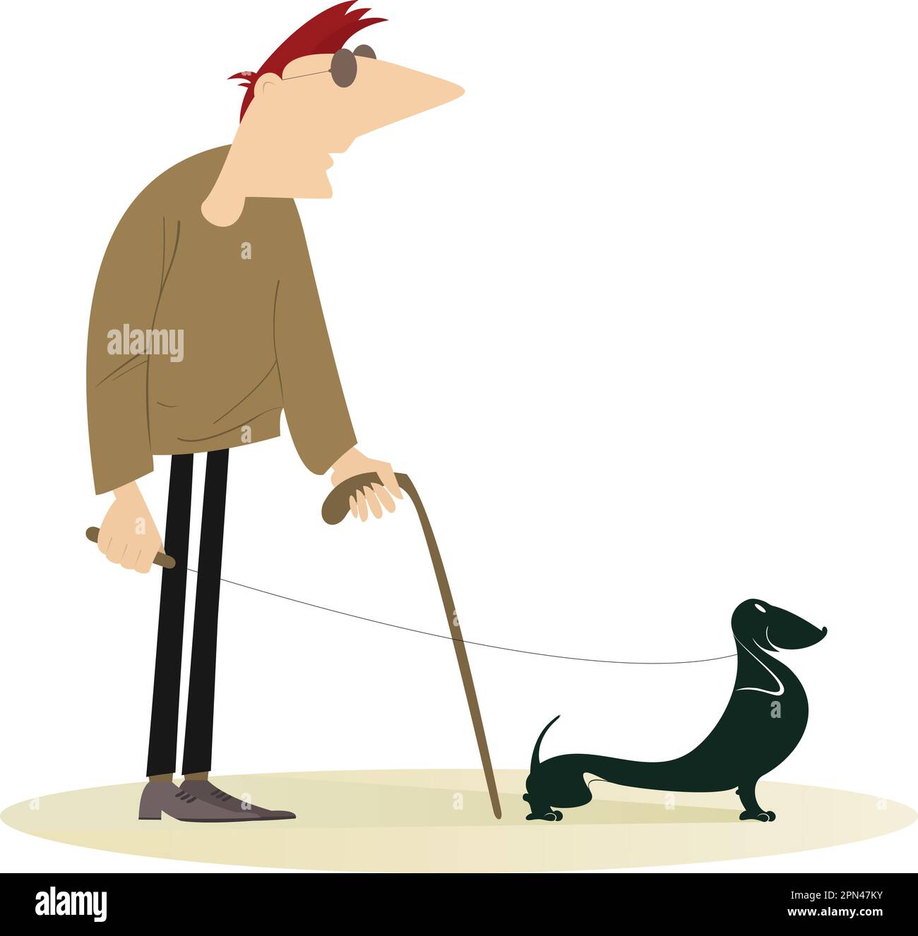 Blind man with a guide dog Stock Vector