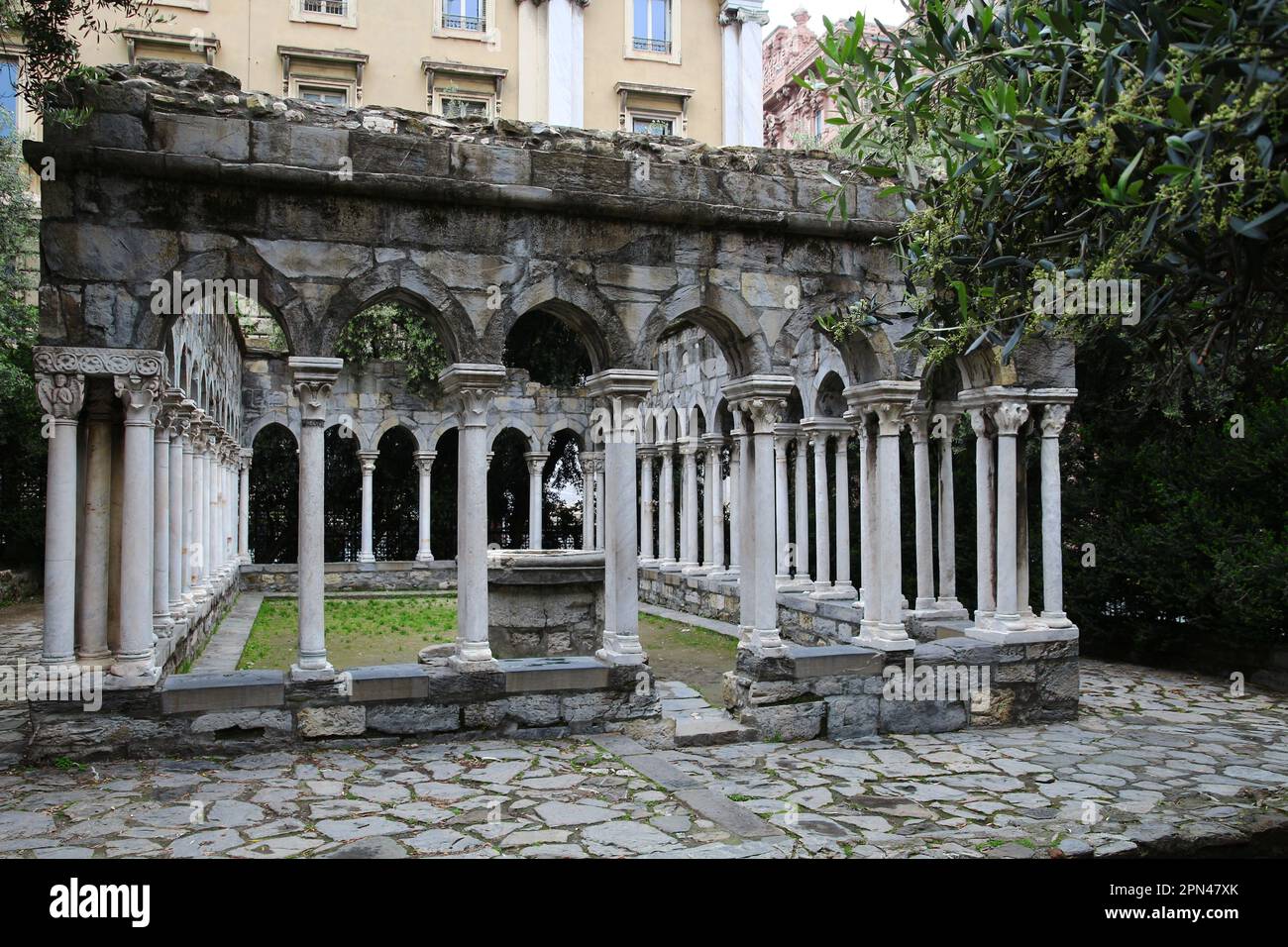 St Andrew cloister ruins in Genoa in the region of Liguria, Italy Stock Photo