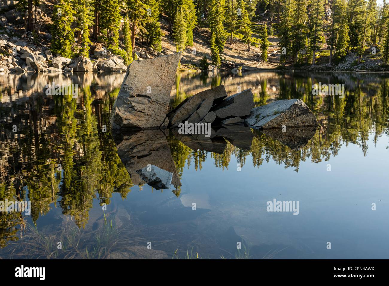 Wind Caused Ripples Form Around The Rocks Of Terrace Lake in Lassen ...