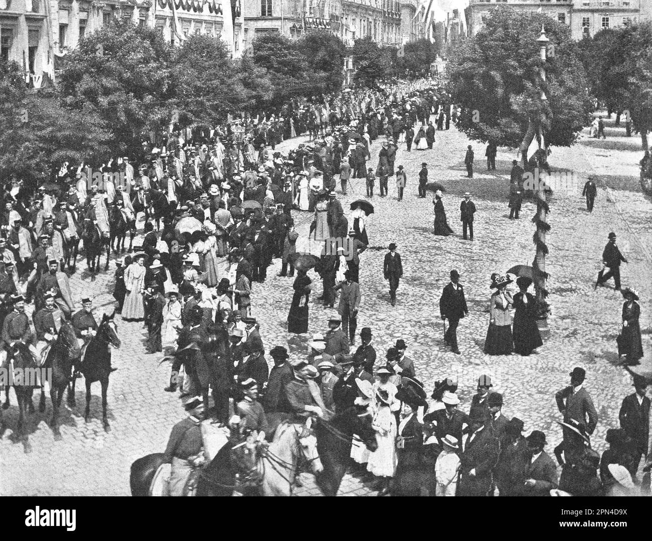 Celebrations in Krakow in honor of the 500th anniversary of the Battle of Grunwald. Photo from 1910. Stock Photo