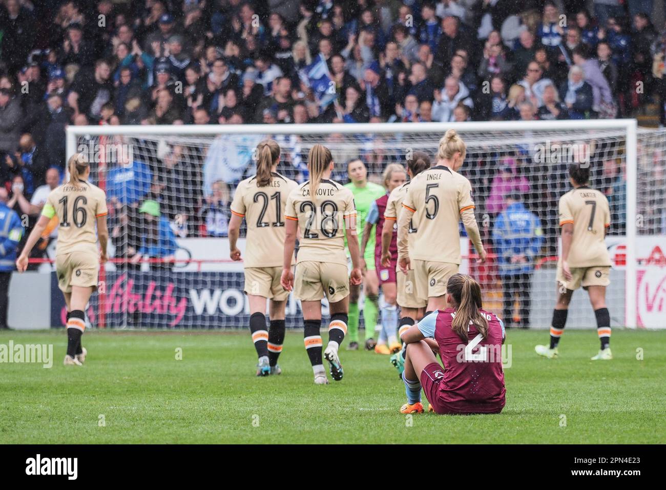 Walsall, UK. 16th Apr, 2023. Full time of the Womens FA Cup semi final match between Aston Villa and Chelsea at Bescot Stadium in Walsall, England (Natalie Mincher/SPP) Credit: SPP Sport Press Photo. /Alamy Live News Stock Photo