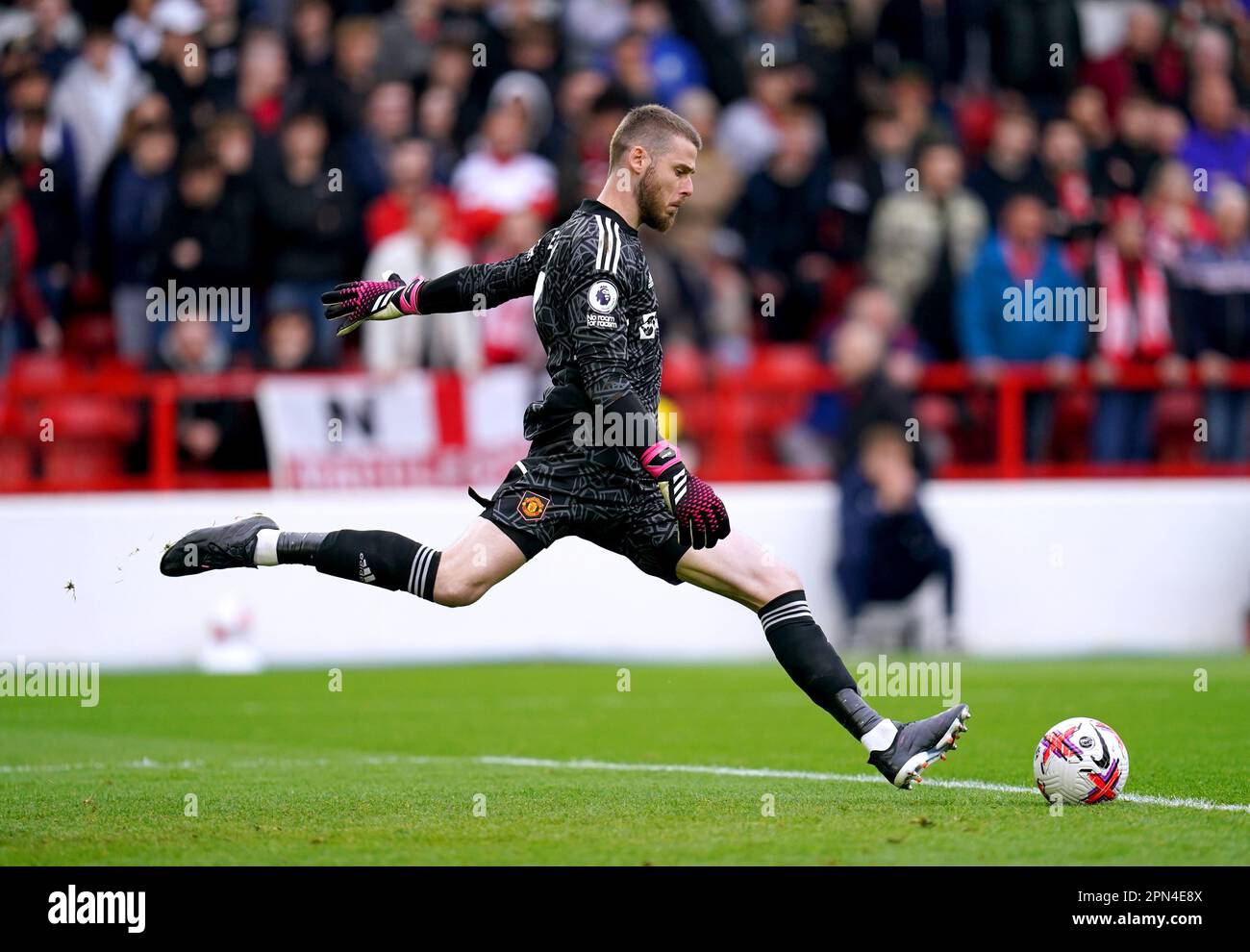 Manchester United goalkeeper David de Gea during the Premier League match at the City Ground, Nottingham. Picture date: Sunday April 16, 2023. Stock Photo