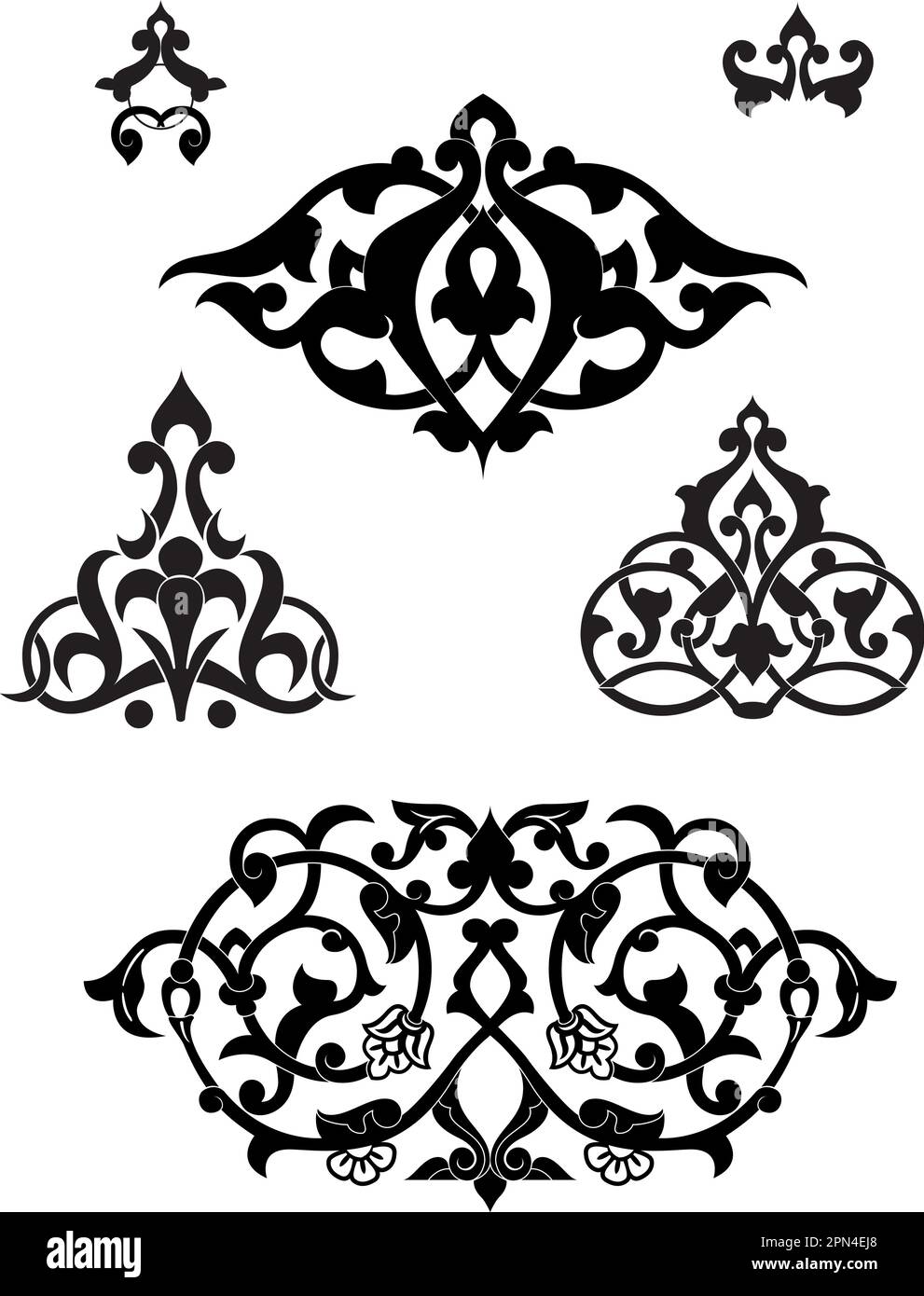 Arabesque vector set for design. Arabesque decor black on white