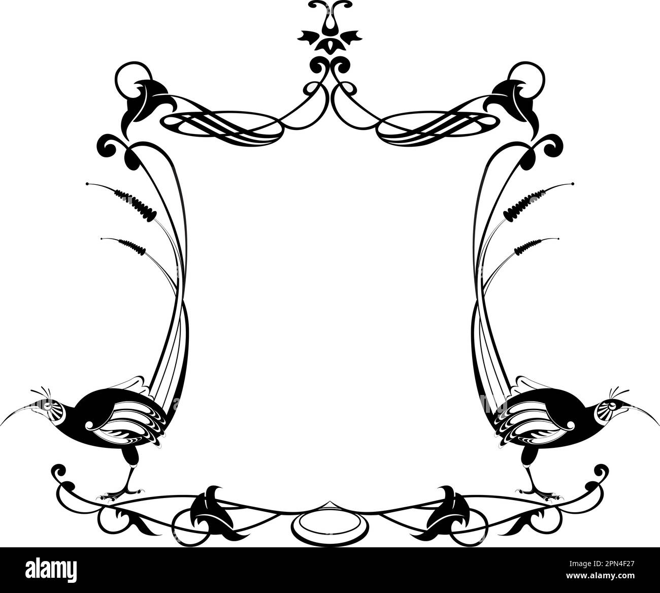 Original frame with birds and flowers illustration. Original frame with ...