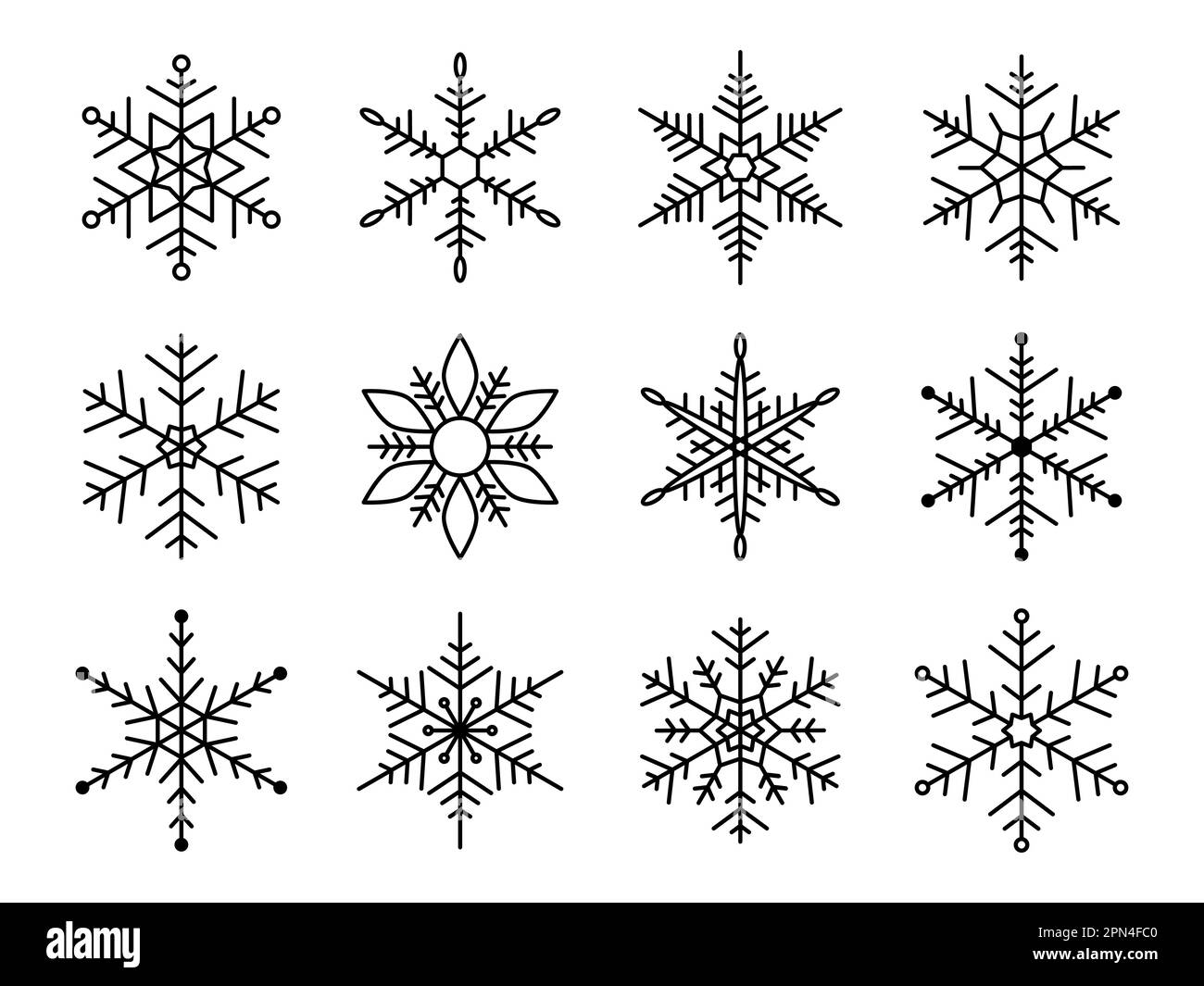 White snowflakes clipart, Black snowflake clip art, Winter holiday clipart