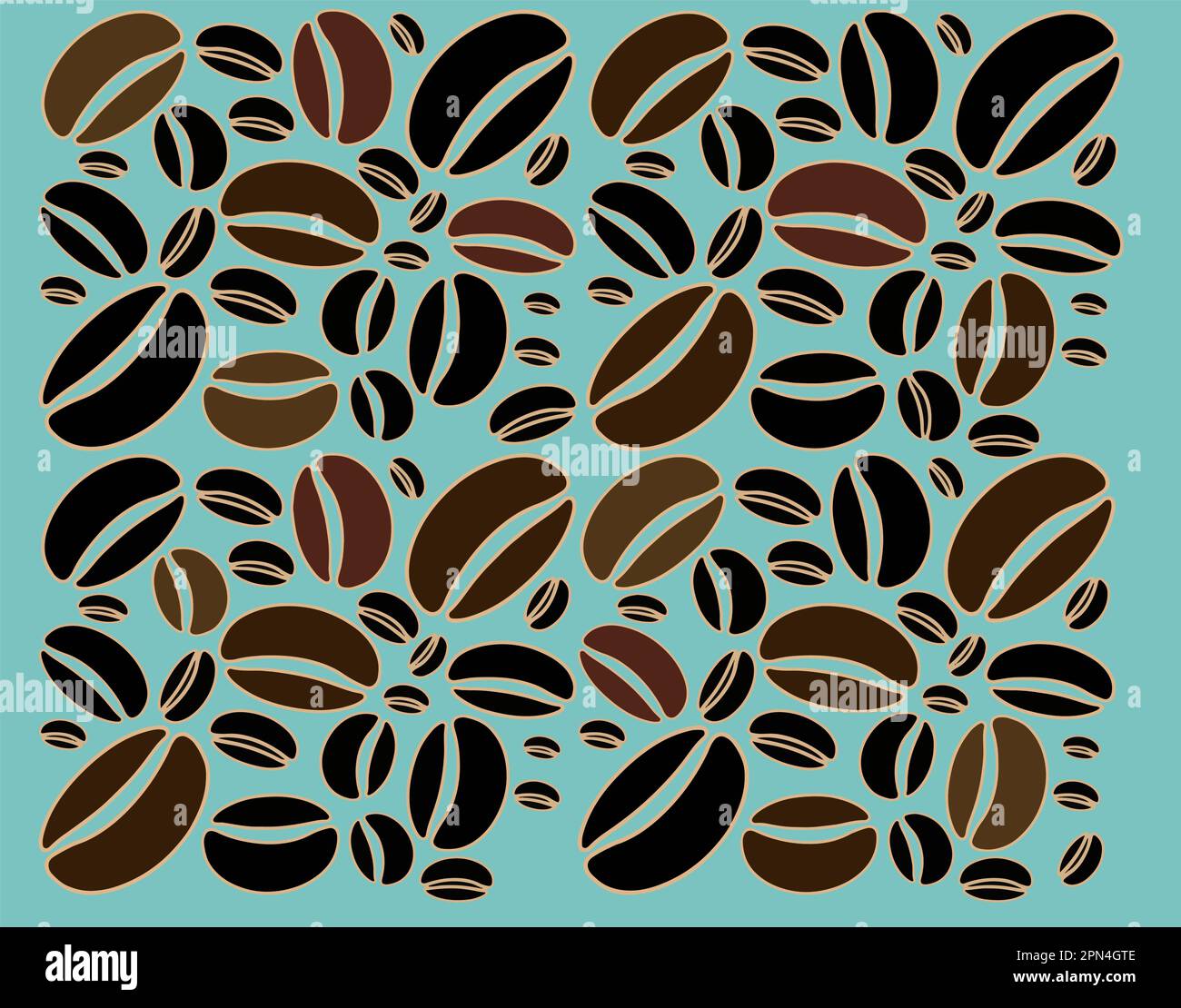 Coffee beans are seen arranged into a background image that is a vector ...