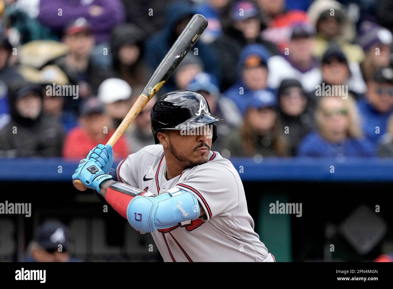 Atlanta Braves' Chadwick Tromp bats during the ninth inning of a