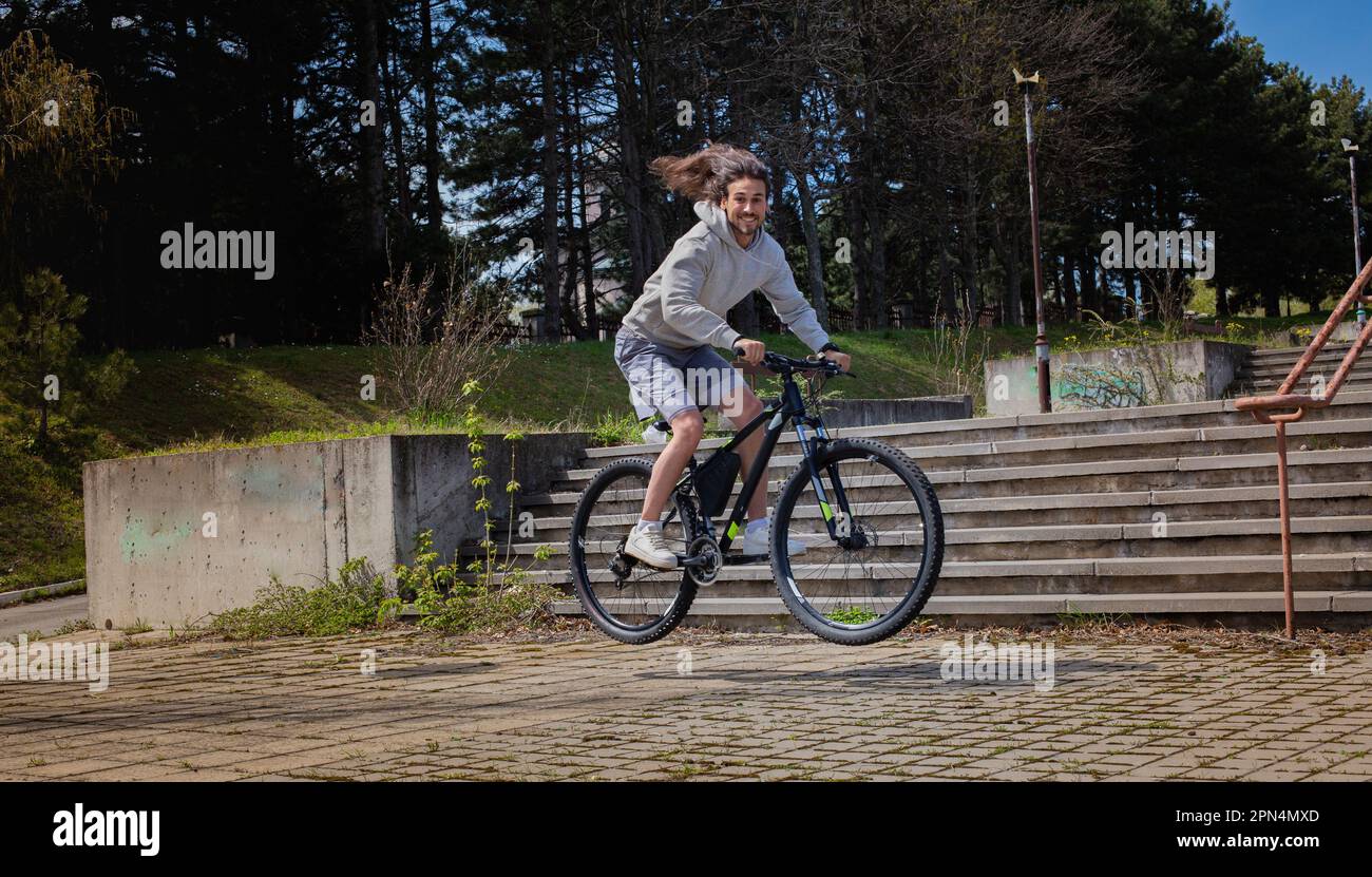a man riding a bicycle