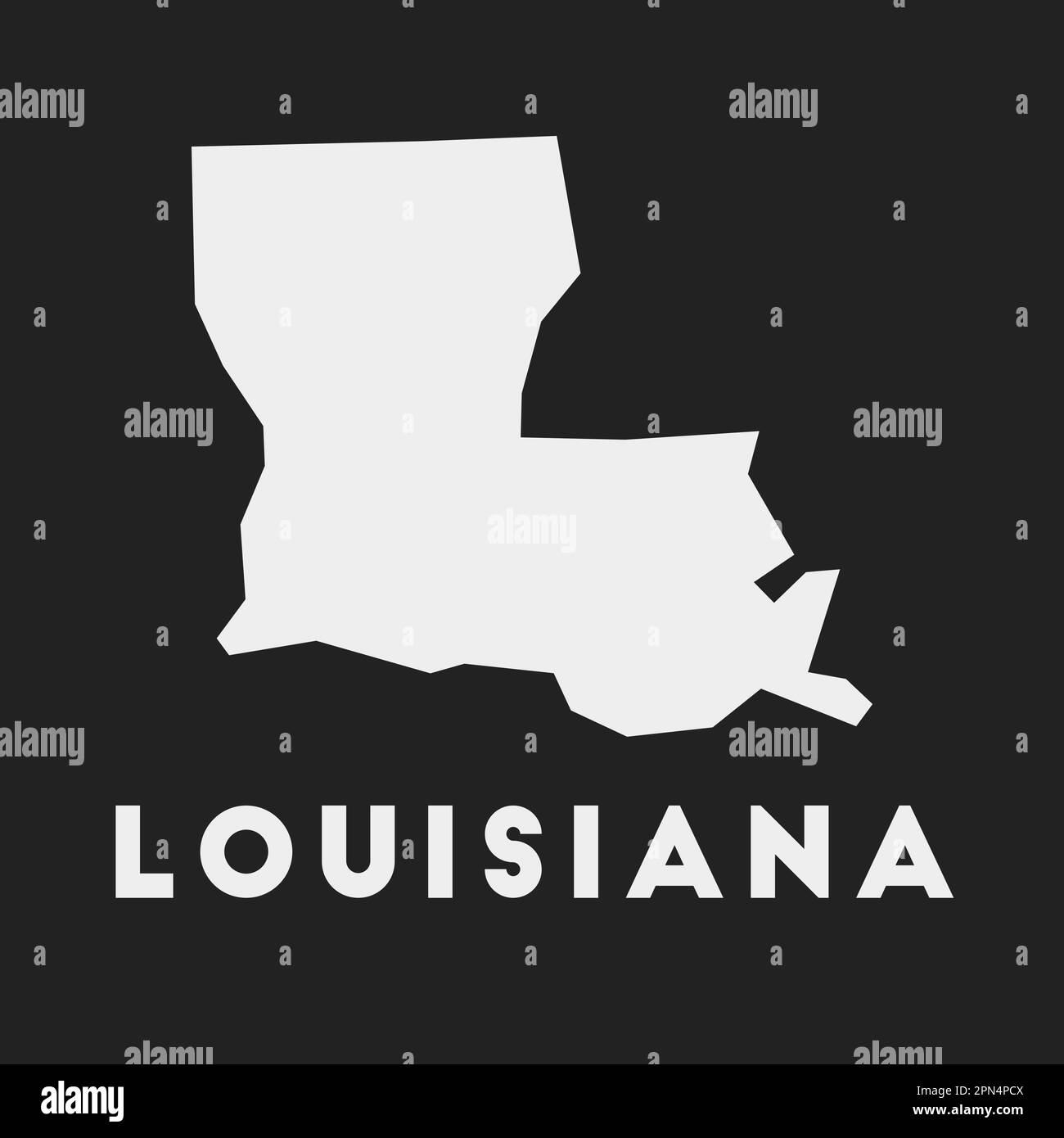 Louisiana icon. US state map on dark background. Stylish Louisiana map with US state name. Vector illustration. Stock Vector