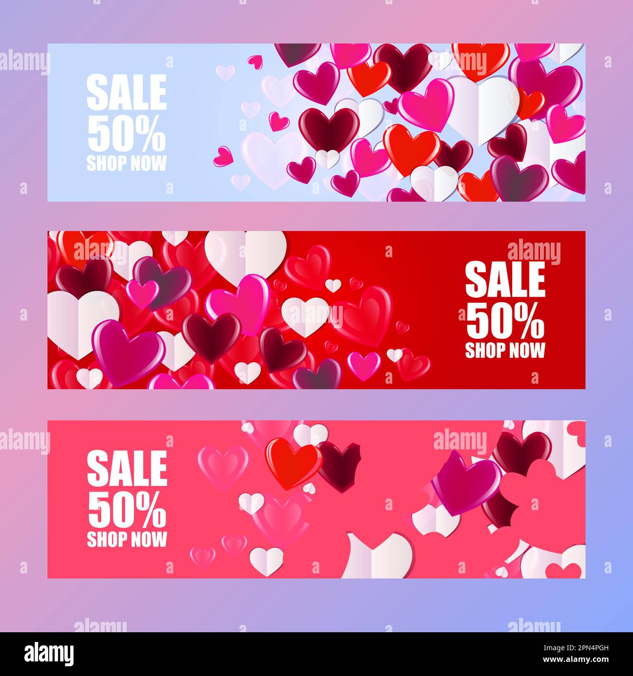 Valentines day heart banners Stock Vector Images - Alamy