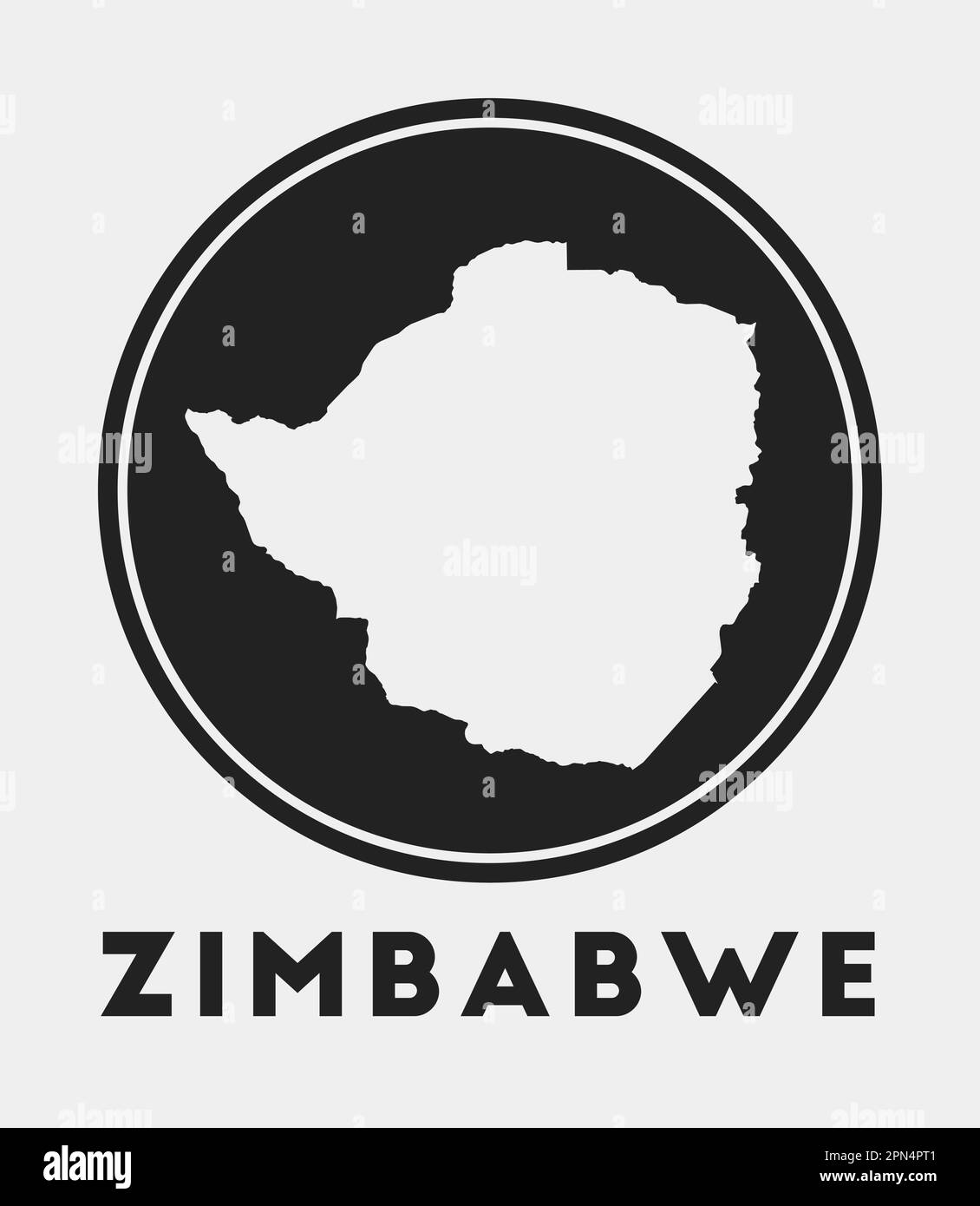 Zimbabwe icon. Round logo with country map and title. Stylish Zimbabwe badge with map. Vector illustration. Stock Vector