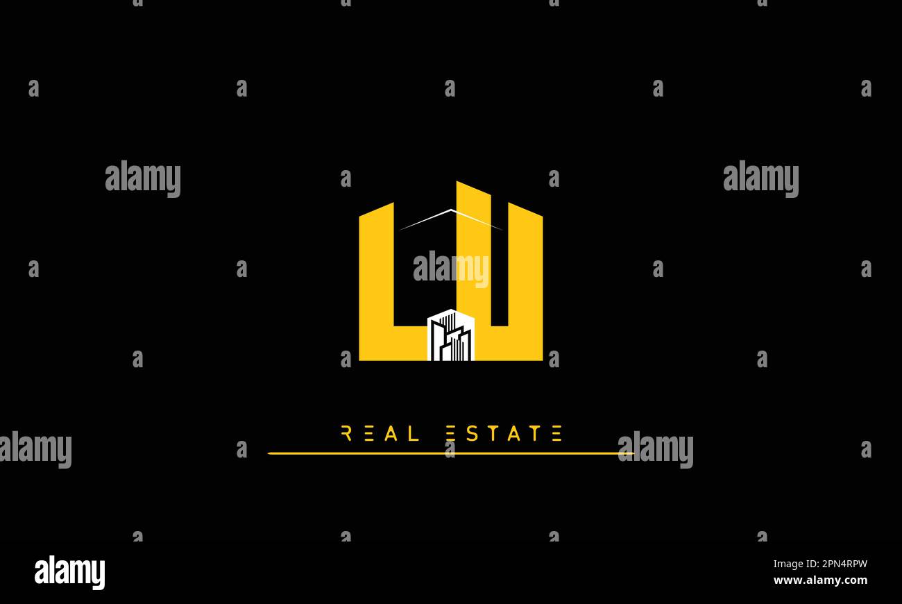 Real Estate letters Modern Creative logo LU , UL Stock Vector