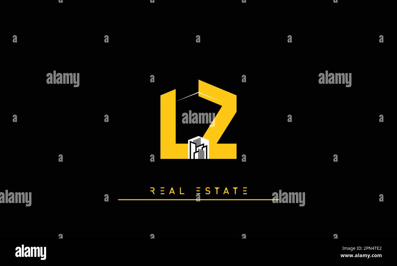 Real Estate letters Modern Creative logo LZ , ZL Stock Vector