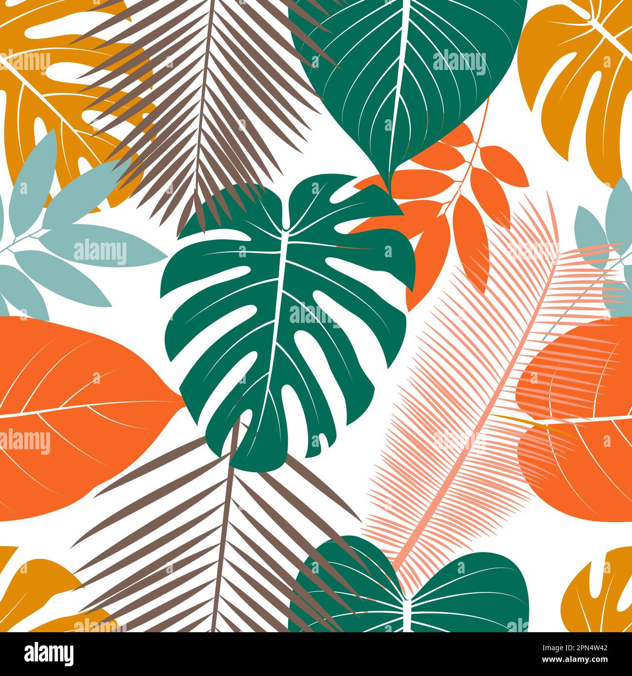 Tropical pattren leaves on a white background Stock Vector