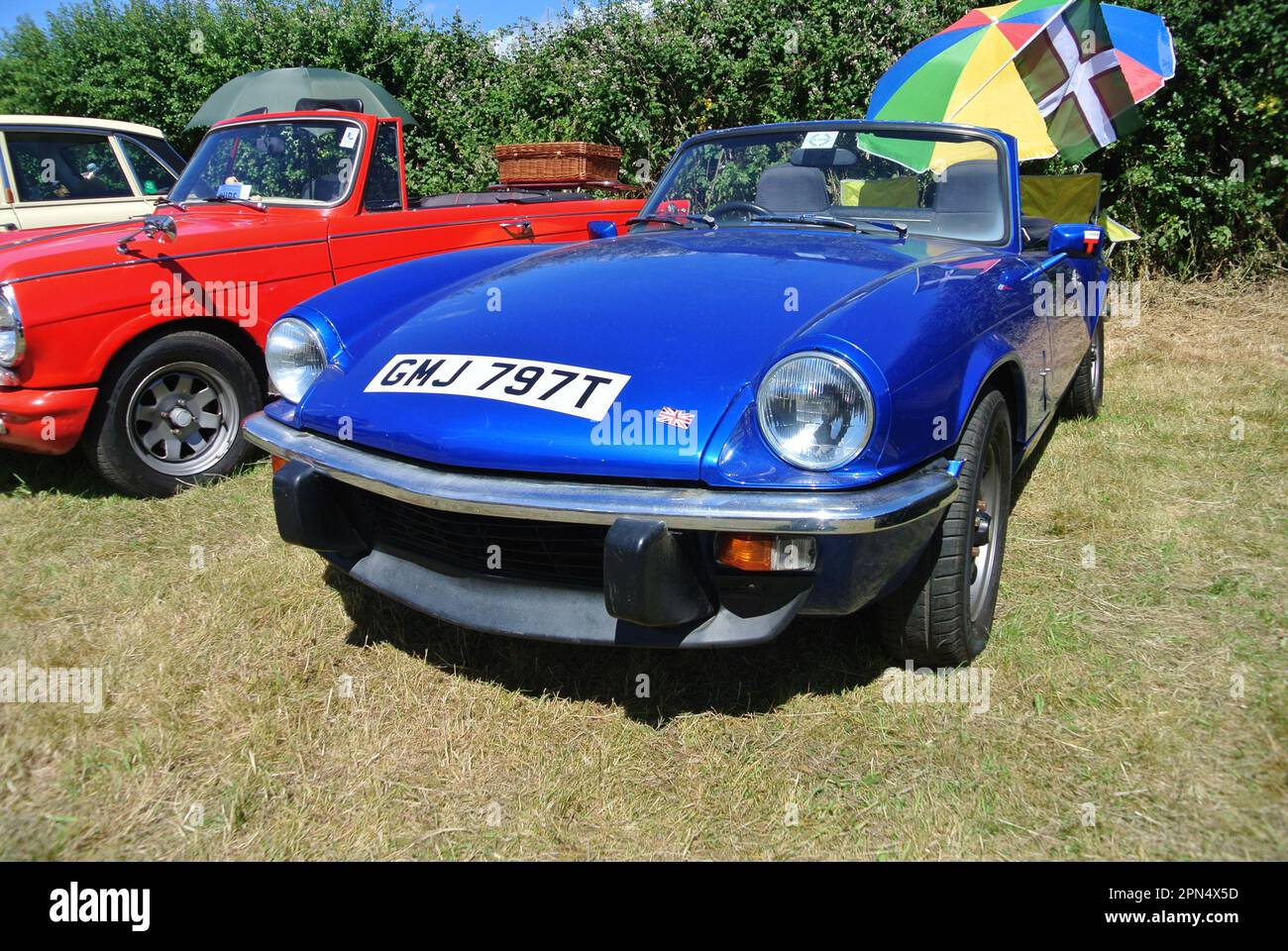 A 1979 Triumph Spitfire parked on display at the 47th Historic Vehicle Gathering, Powederham, Devon, England, UK. Stock Photo