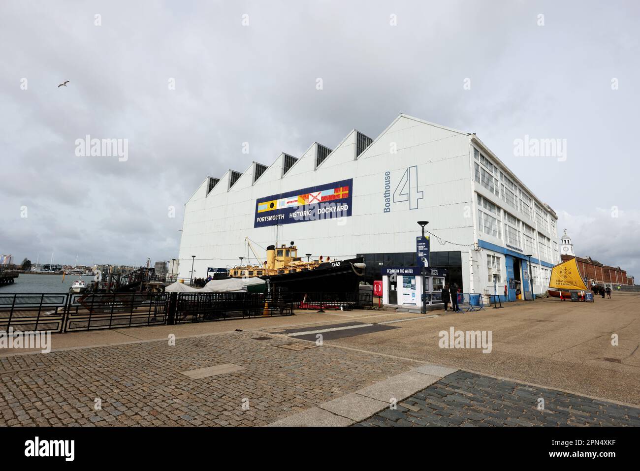 General views of the Portsmouth Historic Dockyard, Hampshire, UK. Stock Photo