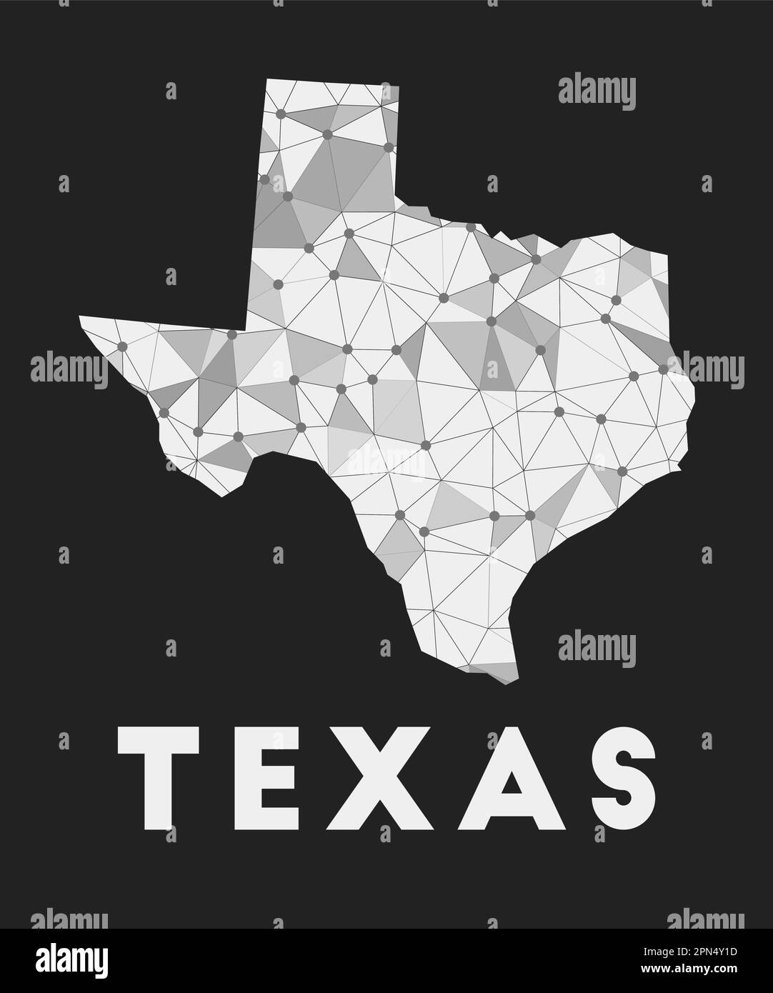 Texas communication network map - Texas Communication Network Map Of Us State Texas Trendy Geometric Design On Dark Background 2PN4Y1D 