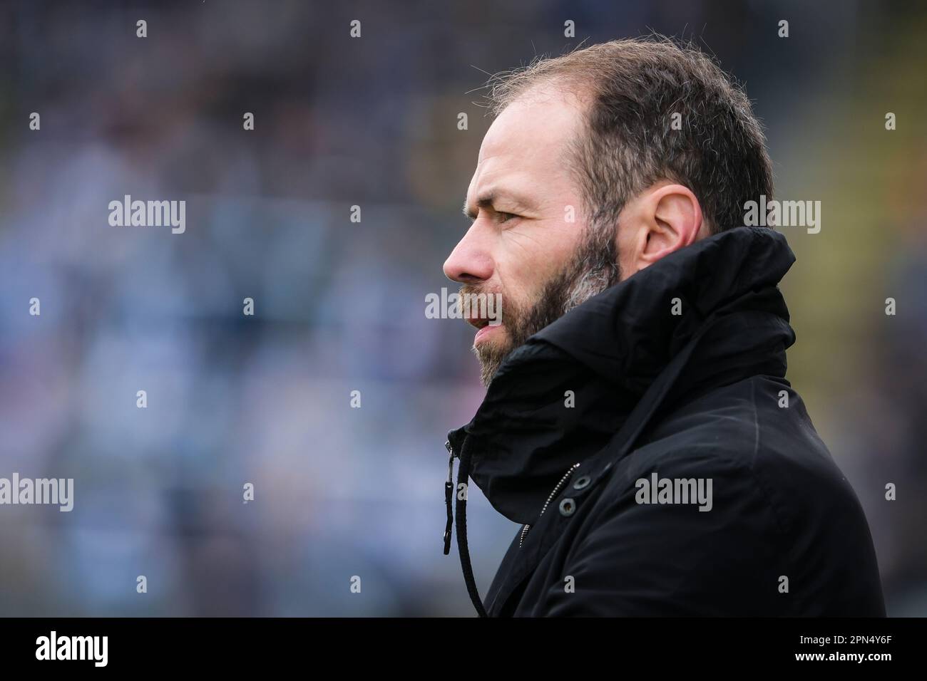 Odense, Denmark. 16th Apr, 2023. Head coach Andreas Alm of Odense Boldklub  seen during the 3F Superliga match between Odense Boldklub and Silkeborg IF  at Nature Energy Park in Odense. (Photo Credit: