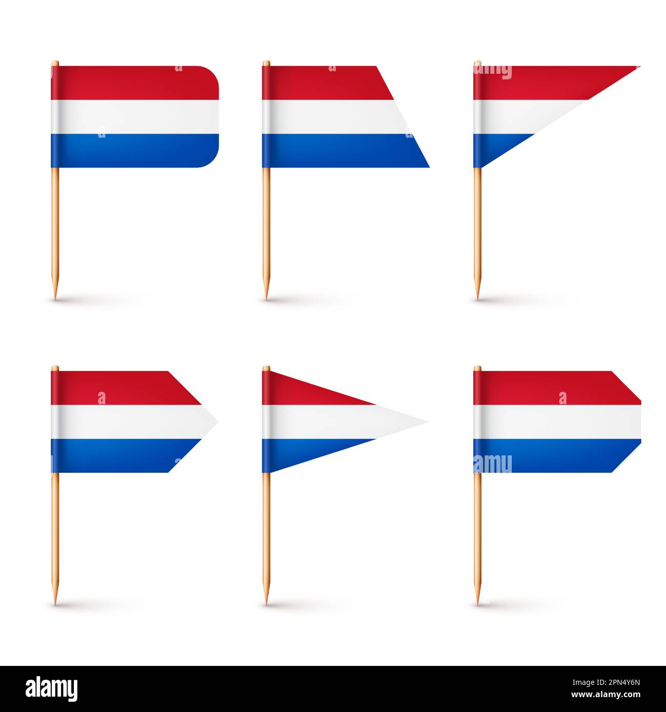 Realistic various Dutch toothpick flags. Souvenir from Netherlands