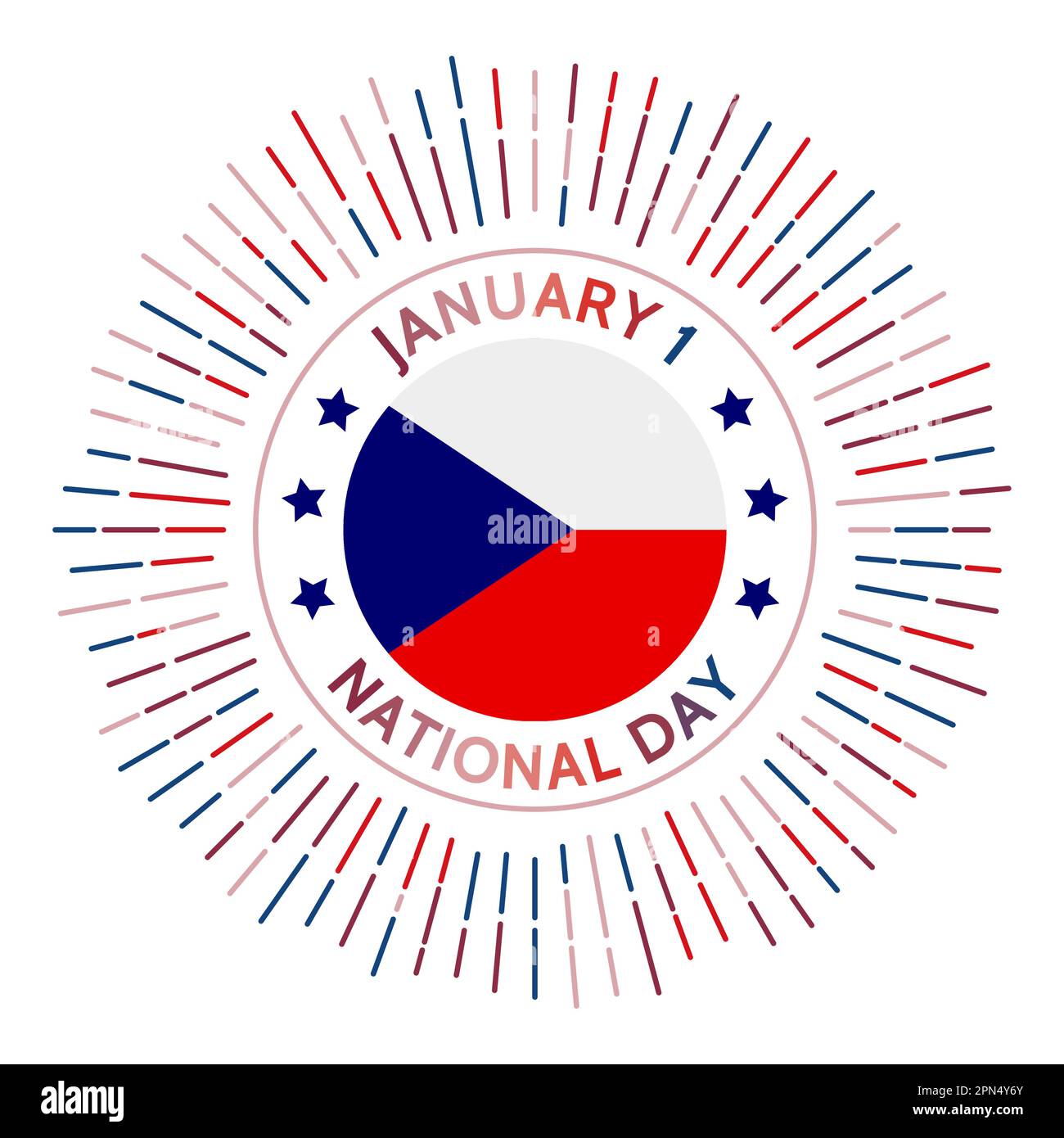 Czech Republic national day badge. Czech Republic after the split of Czechoslovakia in 1993. Celebrated on January 1. Stock Vector