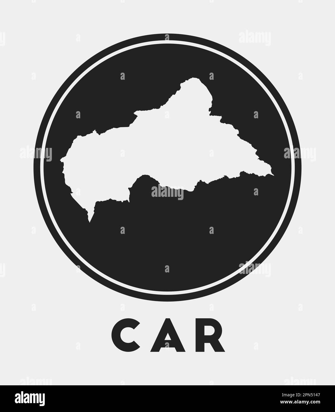 CAR icon. Round logo with country map and title. Stylish CAR badge with