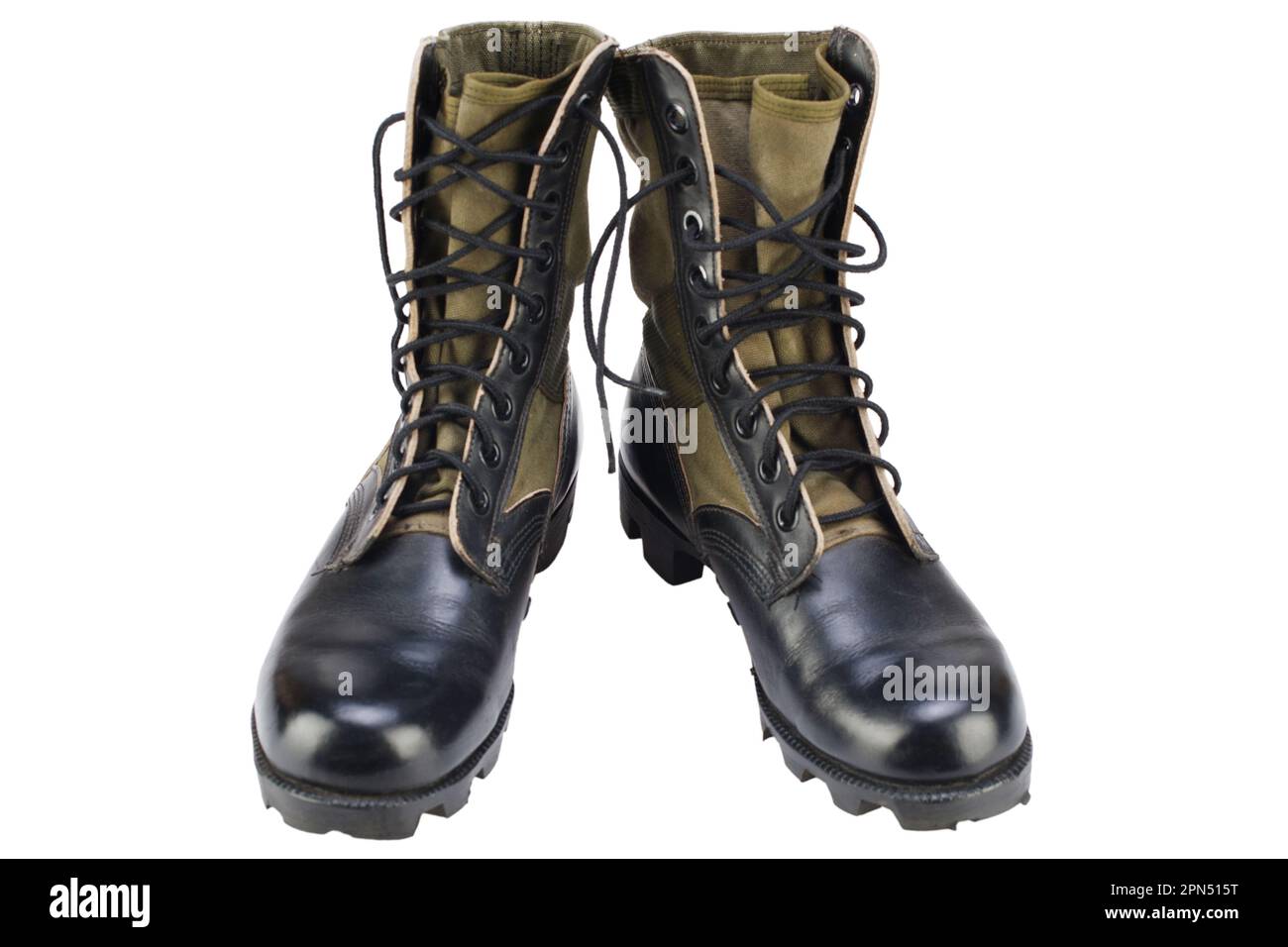 Vietnam war 1968. US army pattern jungle boots isolated on white background Stock Photo