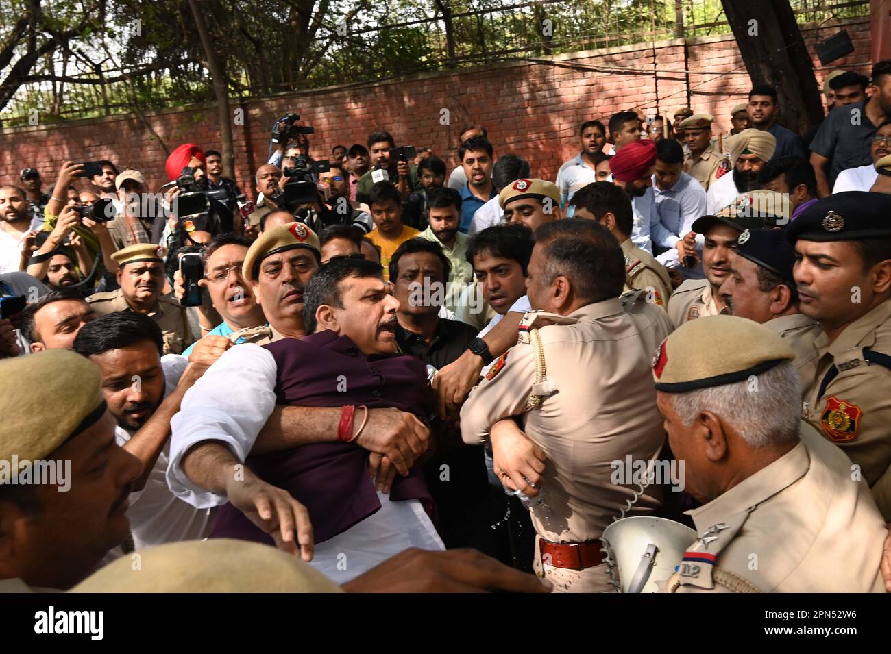 NEW DELHI, INDIA - APRIL 16: AAP MP Sanjay Singh Being Detained By ...