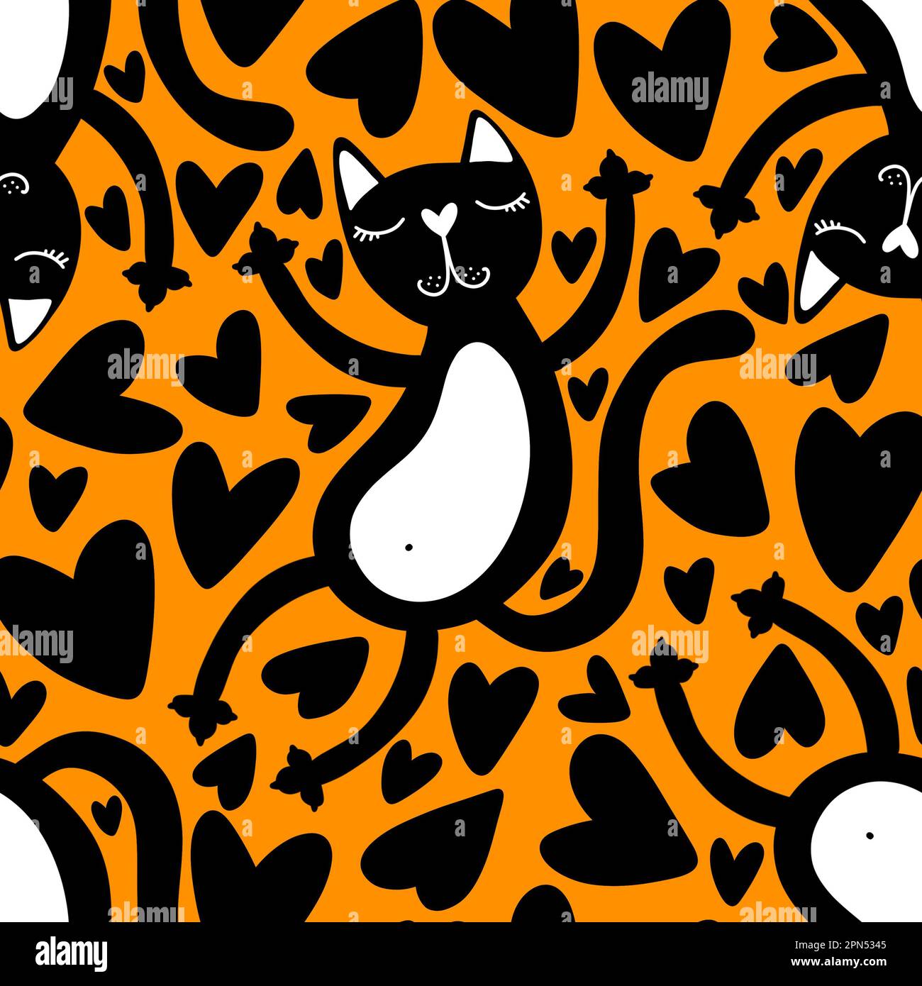 Halloween black cats seamless cartoon animals pattern for wrapping ...