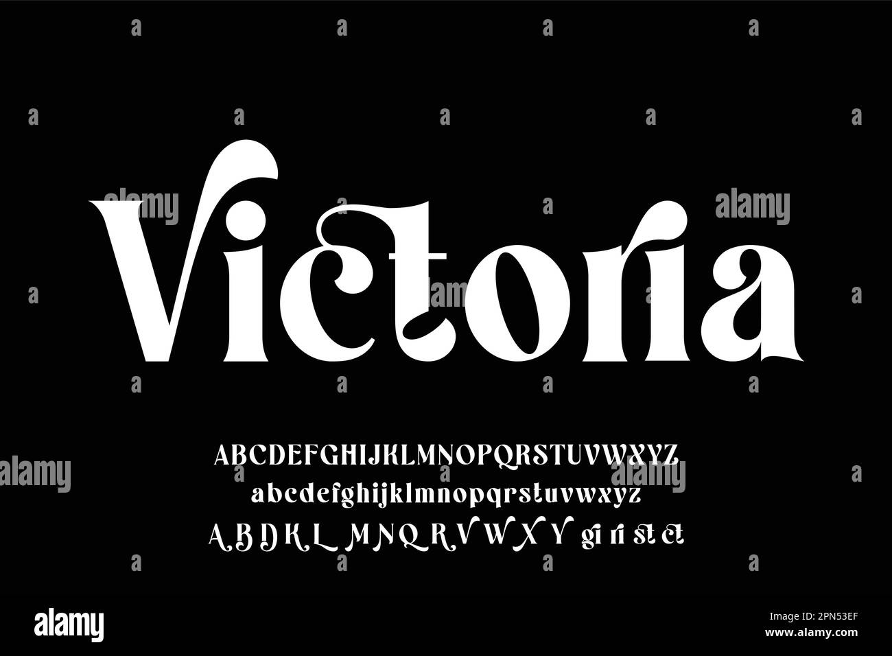 Elegant luxury alphabet display font vector with ligature and alternate