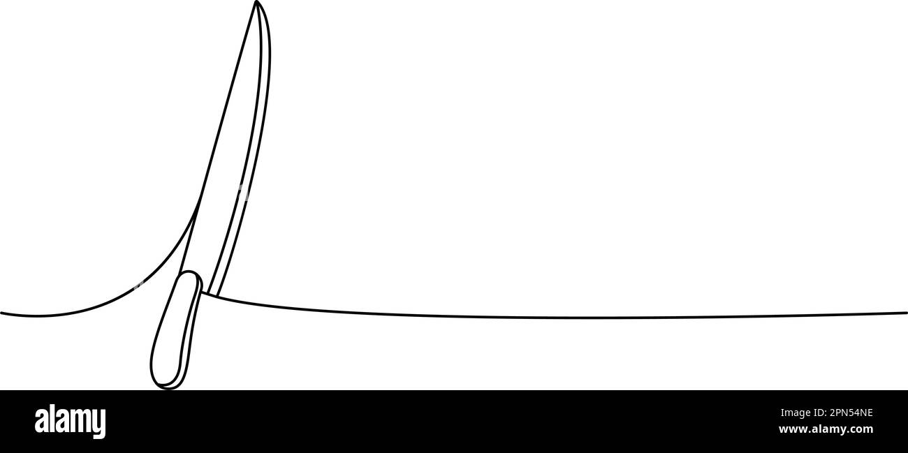 Kitchen knife one line continuous drawing. Kitchen tools continuous one ...