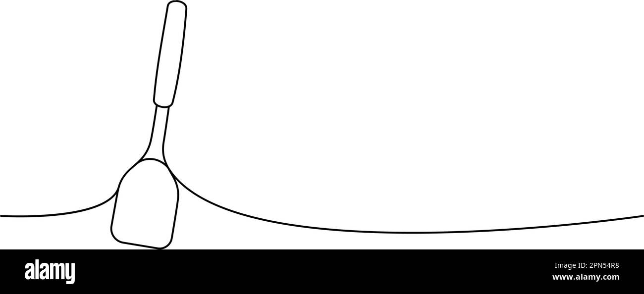 Kitchen spatula one line continuous drawing. Kitchen tools continuous