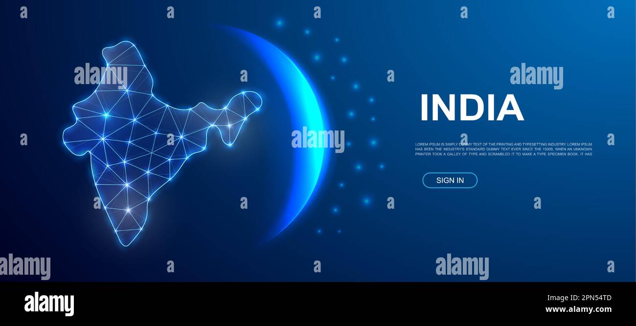 India 3d polygonal symbol for website template. Low poly Country map ...