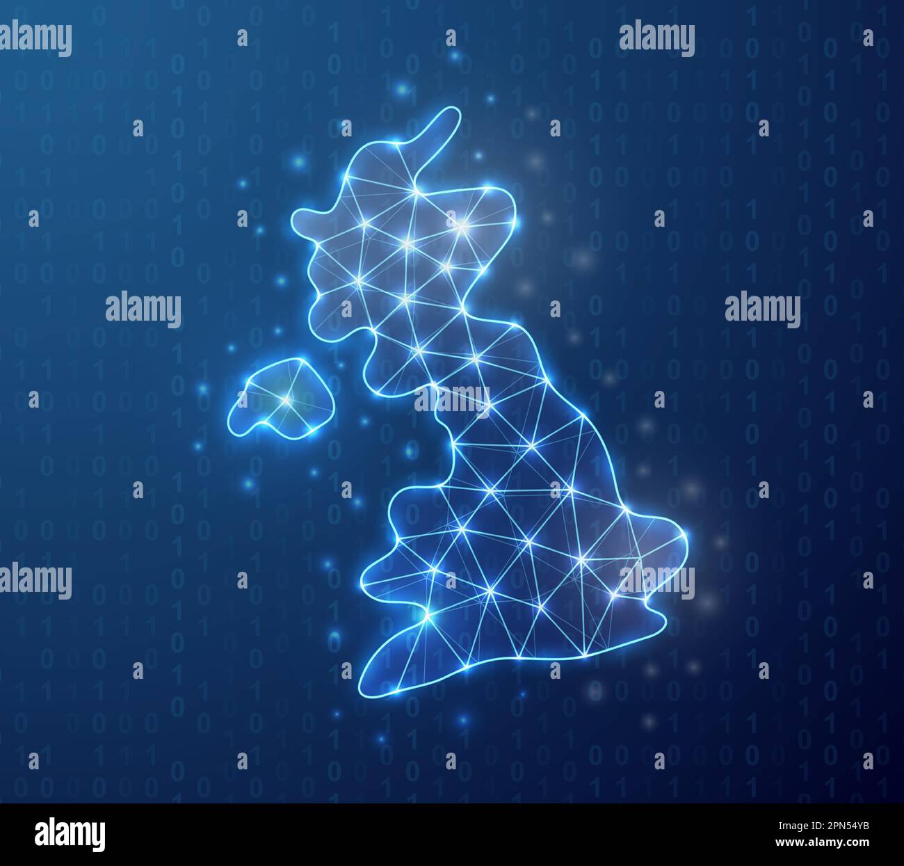 United Kingdom polygonal symbol with binary code background. Great