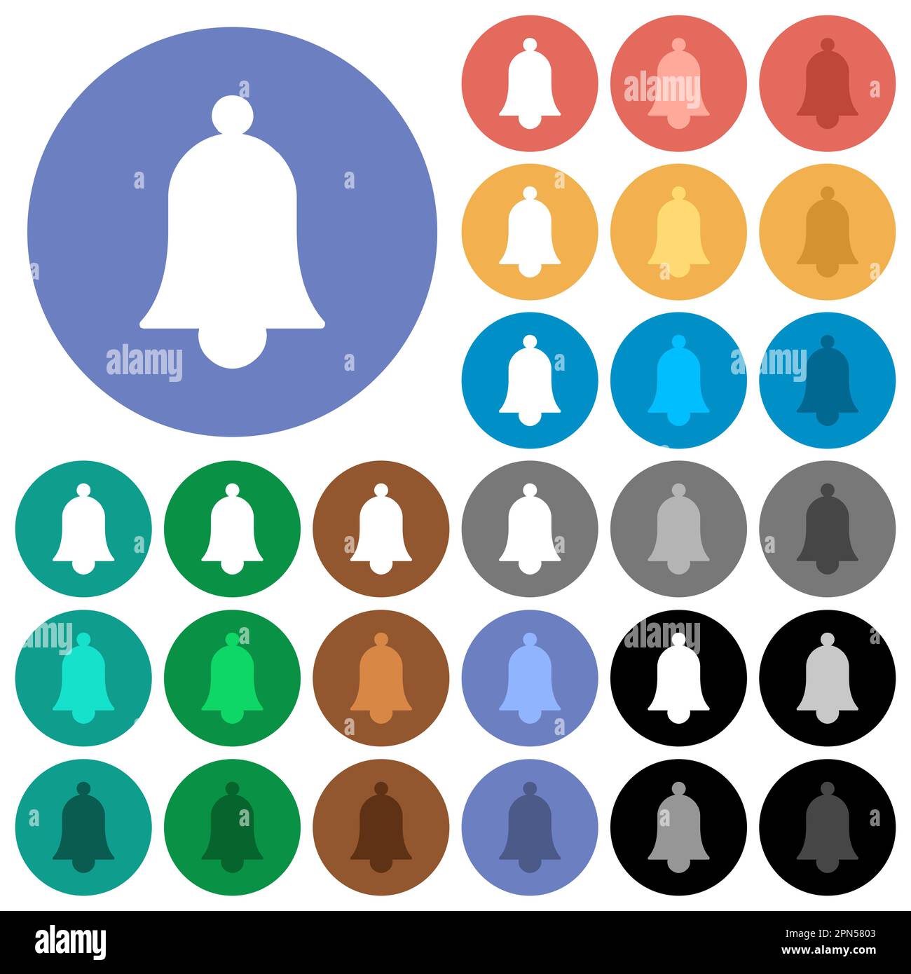 Single bell solid multi colored flat icons on round backgrounds ...
