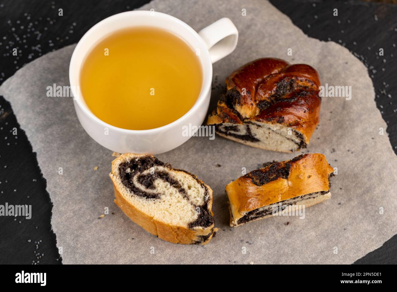 Wheat Bun with Poppy seed filling, sweet poppy seed filling is used in