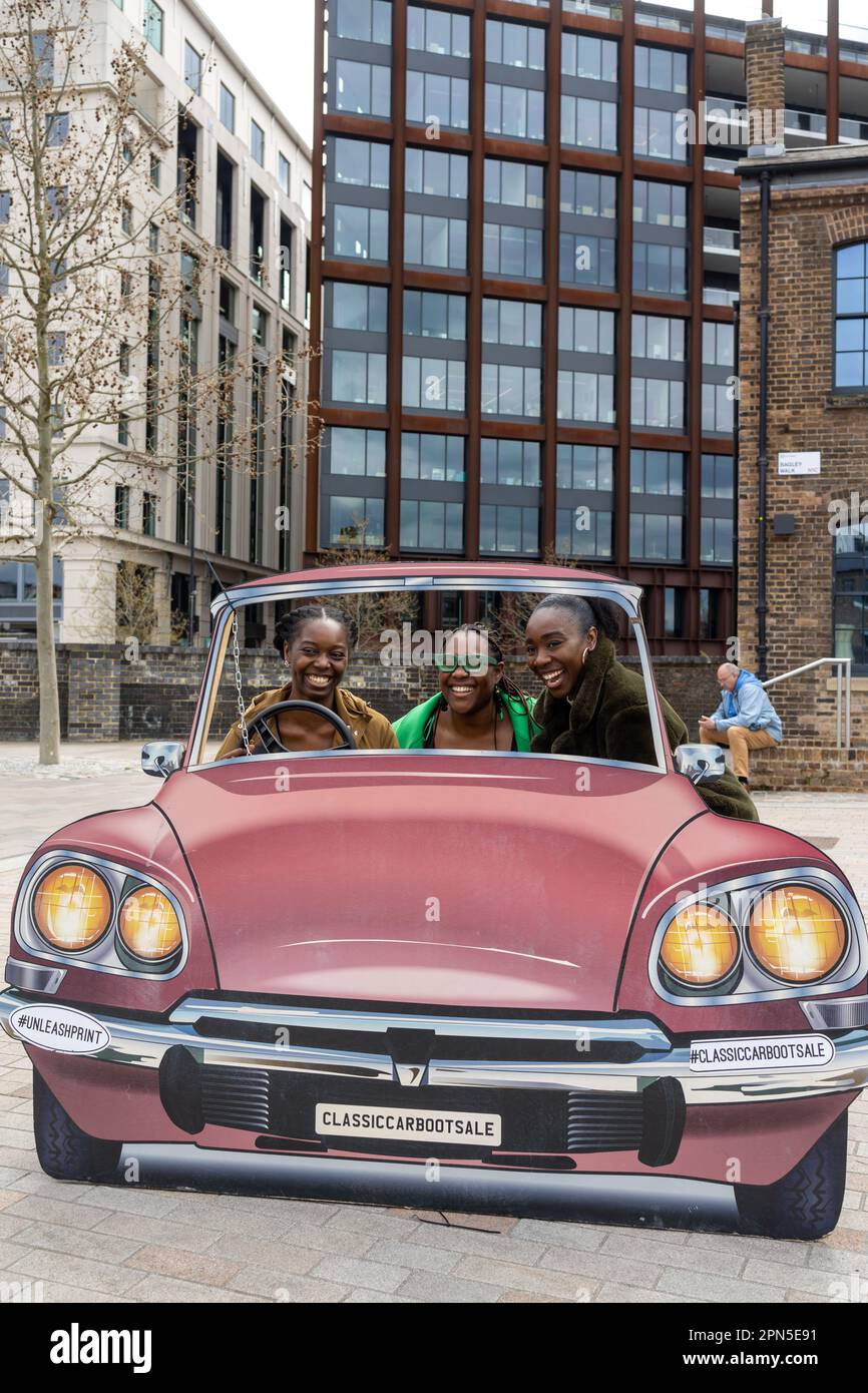 London UK April 15 2023 Classic Car Boot Sale by Vintage. Retro