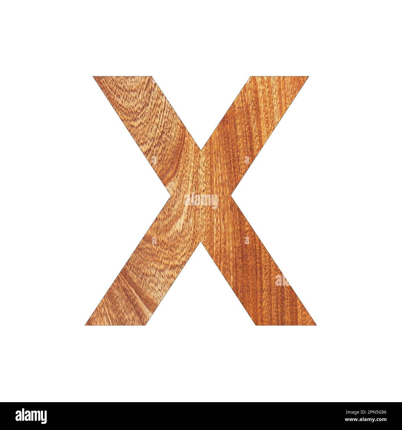 Capital letter X on oak wood texture - White background Stock Photo