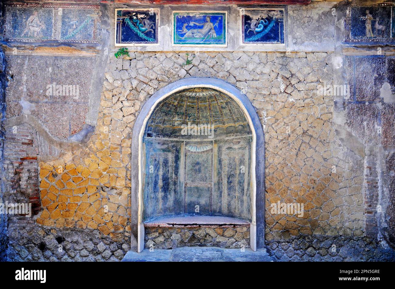 Wall paintings, mosaics, Casa dello Scheletro, archaeological site 