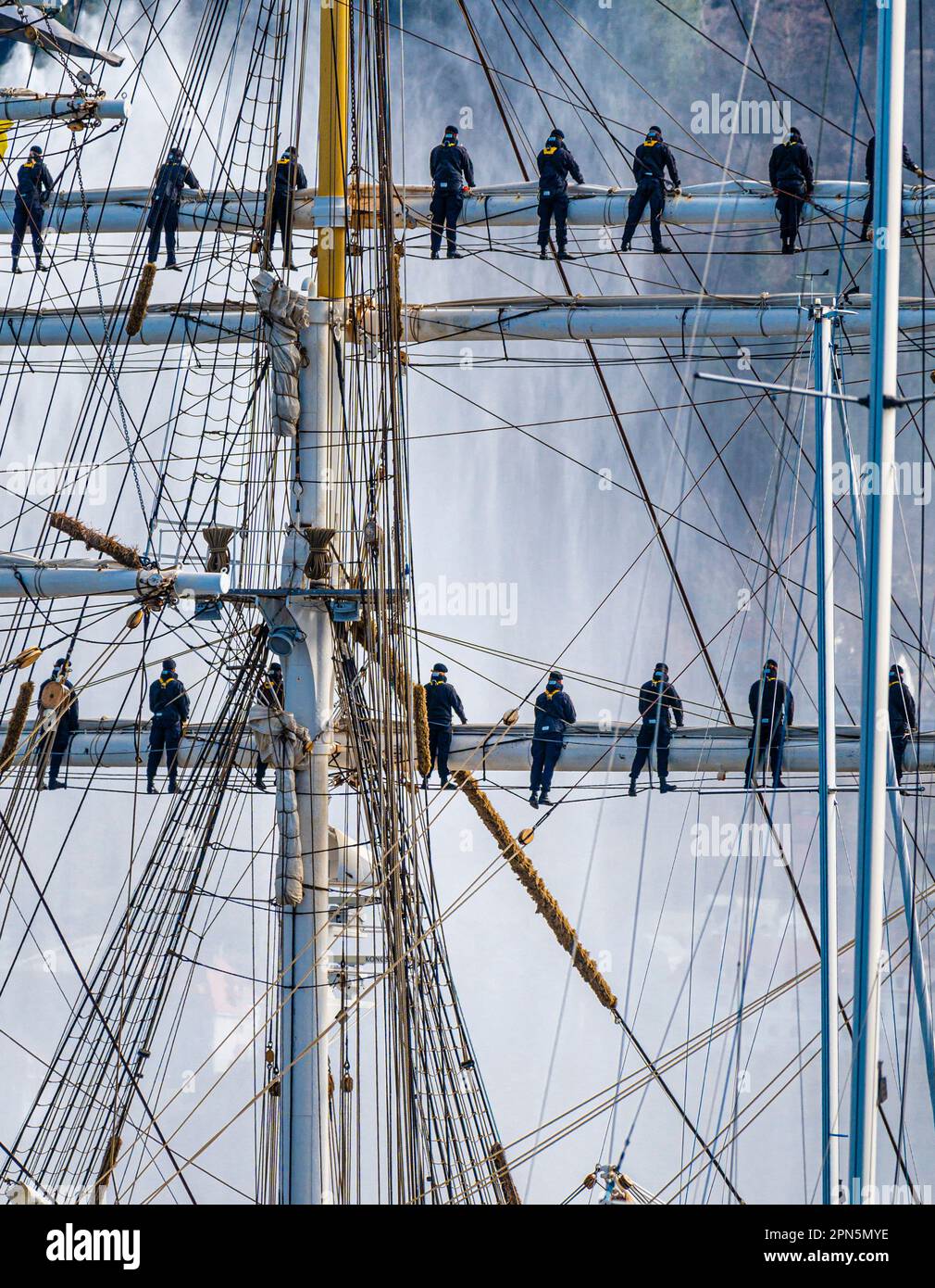 The Statsraad Lehmkuhl coming home to Bergen after 20 months at sea around the world. Stock Photo