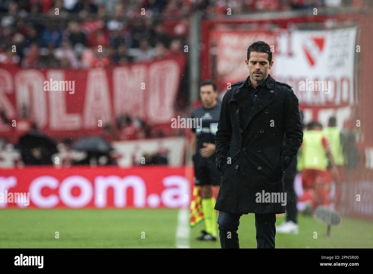 Ciudad De Avellaneda, Argentina. 16th Apr, 2023. Fernando Gago coach of Racing Club reacts during a Liga Profesional 2023 match between Independiente and Racing Club at Estadio Libertadores de America. Final Score: Independiente 1:1 Racing Club Credit: SOPA Images Limited/Alamy Live News Stock Photo