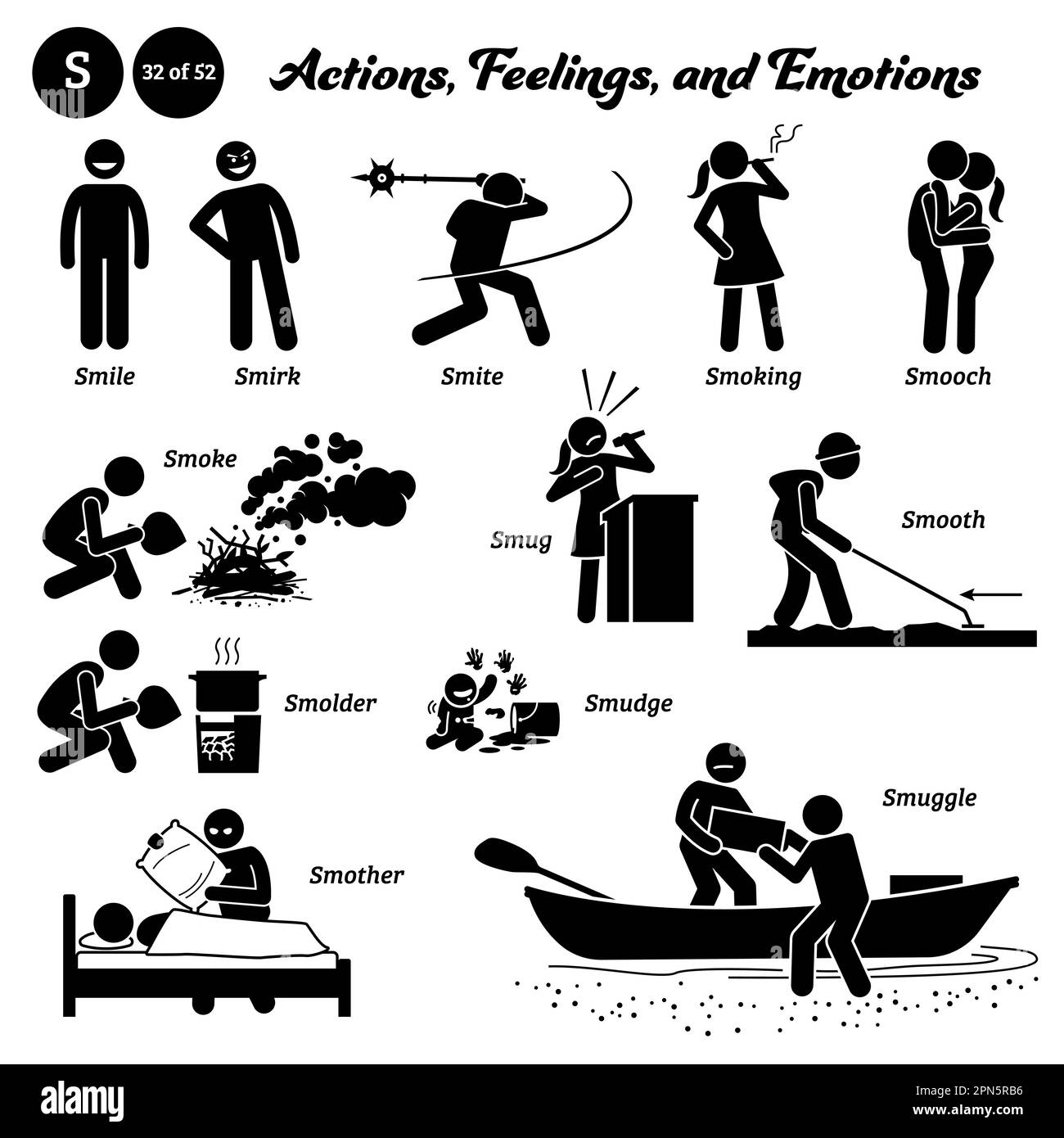 Stick figure human people man action, feelings, and emotions icons