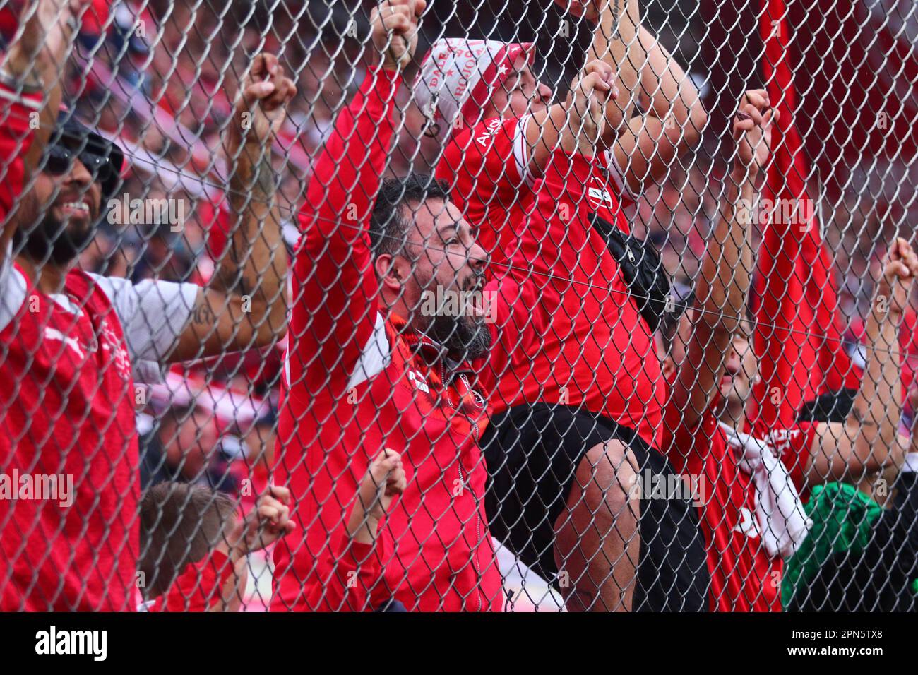 Buenos Aires, Argentina. 16th Feb, 2023. Fan of Independiente celebrates during a match for the 12nd round of Argentina´s Liga Profesional de Fútbol Binance Cup at Libertadores Stadium ( Credit: Néstor J. Beremblum/Alamy Live News Stock Photo