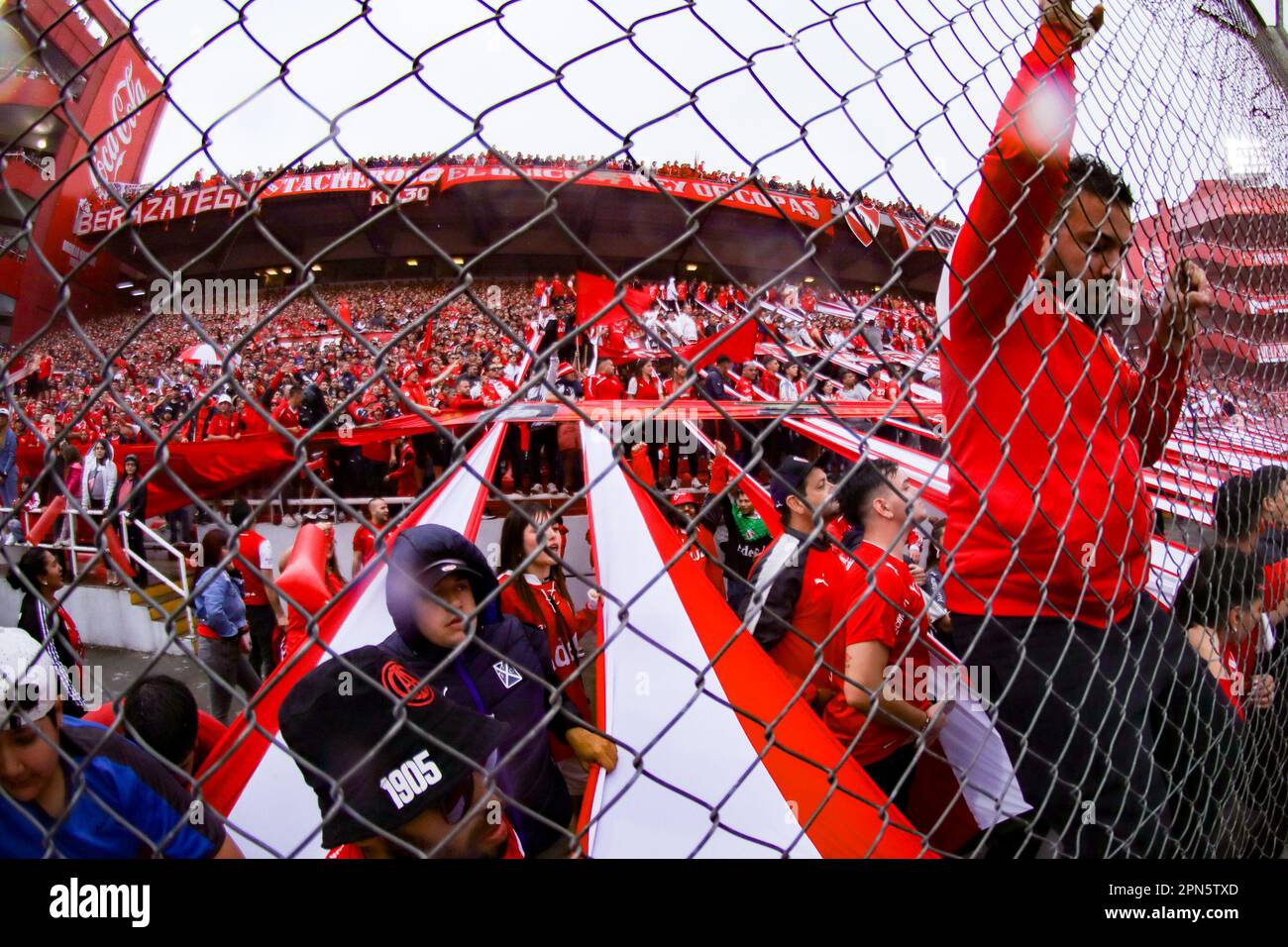 Buenos Aires, Argentina. 16th Feb, 2023. Fans of Independiente during a match for the 12nd round of Argentina´s Liga Profesional de Fútbol Binance Cup at Libertadores Stadium ( Credit: Néstor J. Beremblum/Alamy Live News Stock Photo