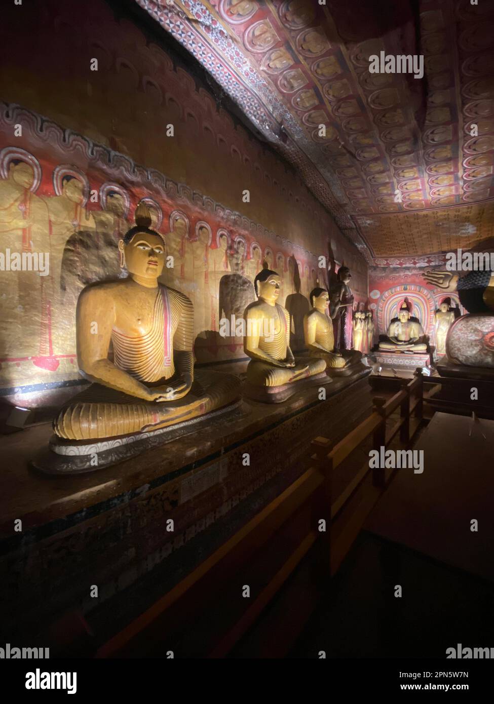 meditating Buddha Statue in Dambulla Cave Temple In Sri Lanka Stock Photo
