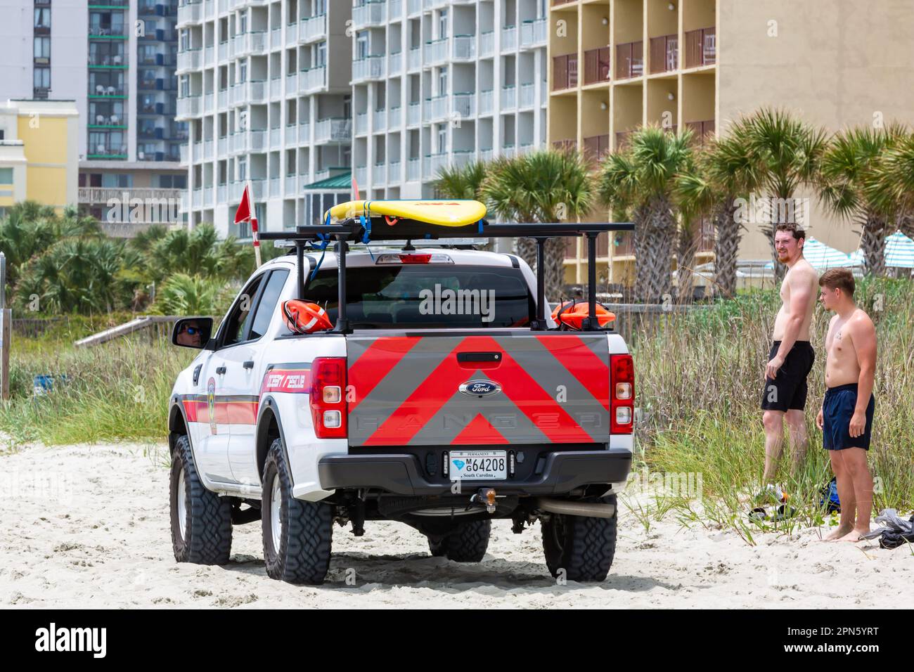 Myrtle beach fire department ocean rescue truck hi res stock