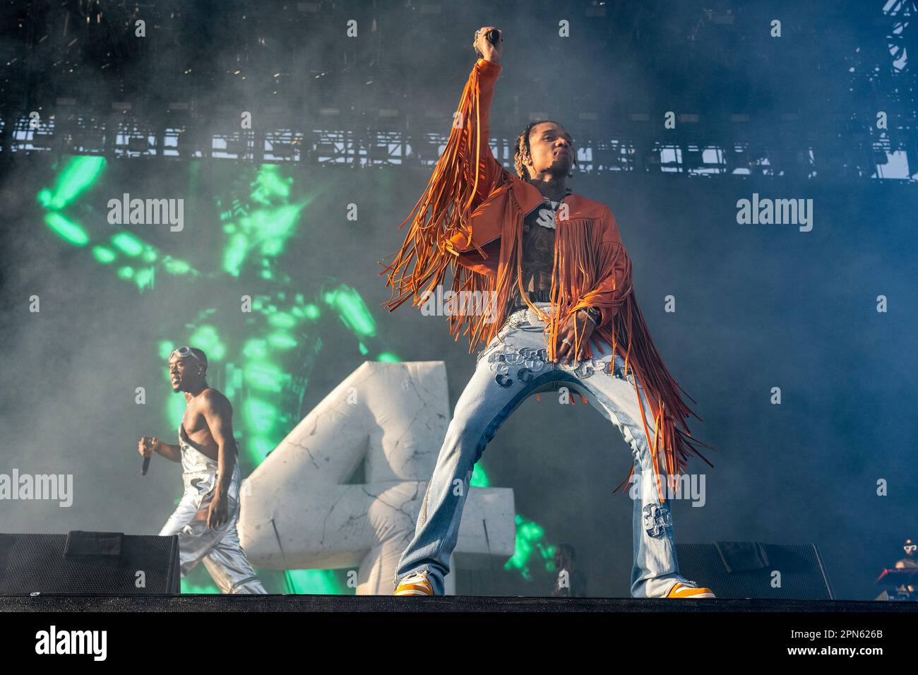 Slim Jxmmi, left, and Swae Lee of Rae Sremmurd perform at the Coachella