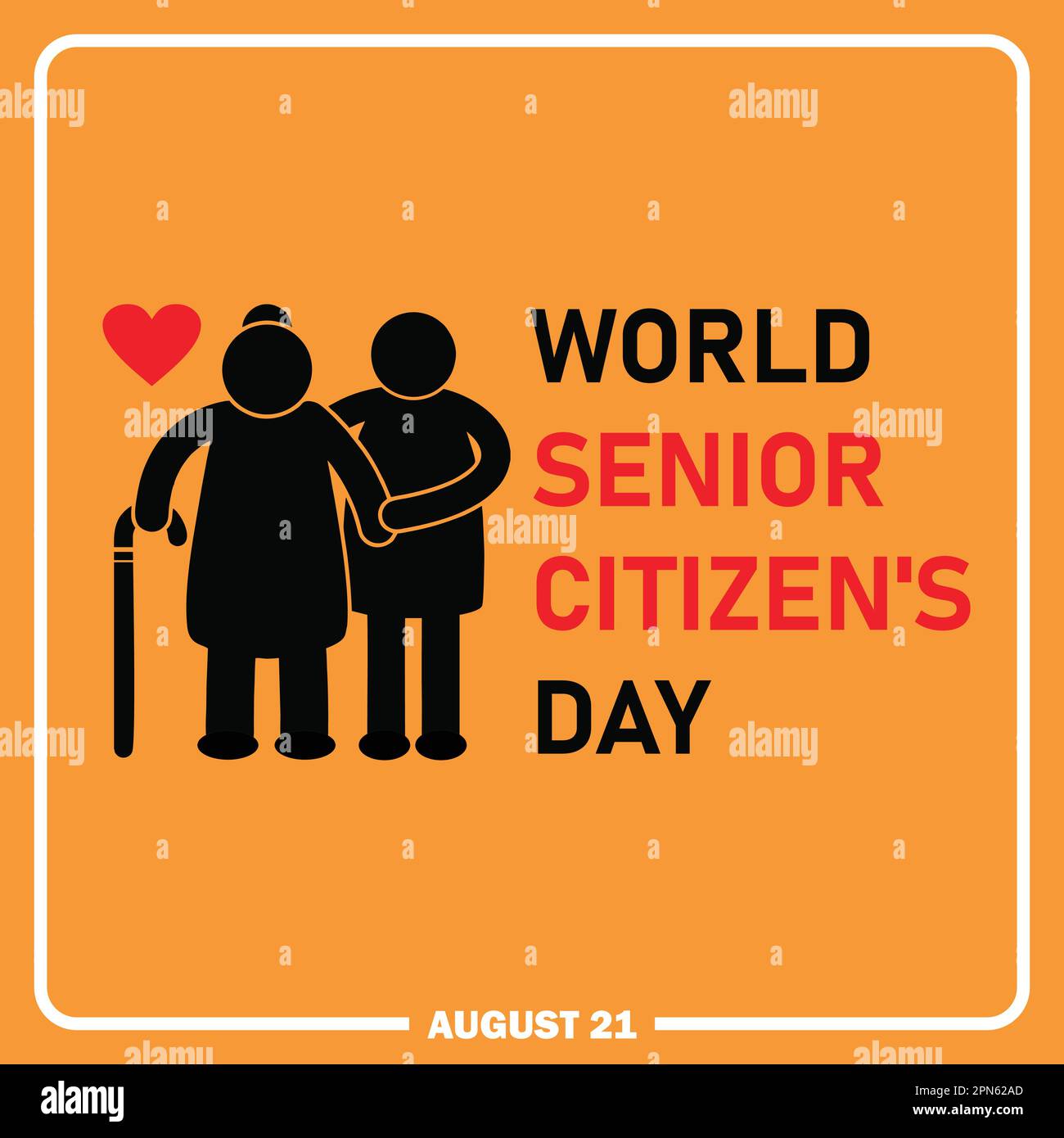 World Senior Citizen's Day banner, happy elderly day, modern background