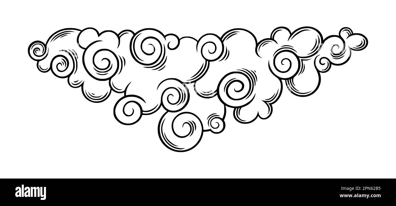 Chinese cloud in curly style. Decorative storm cloud for festive asian