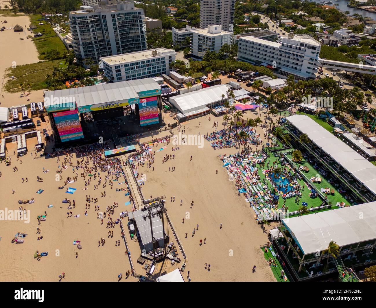 fort Lauderdale, FL, USA April 16, 2023 Aerial photo Tortuga Music